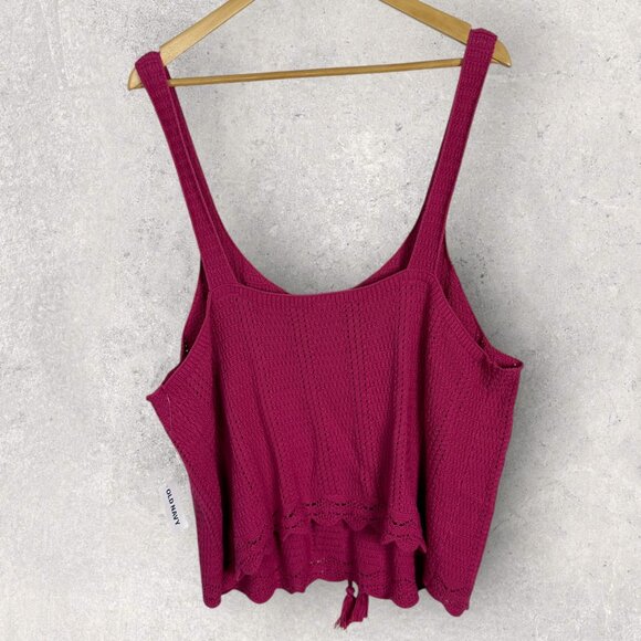 NWT Old Navy Crafted Stitch Pink Knit Tank Top Womens Size 2X Crochet Dragon NEW - Picture 15 of 15